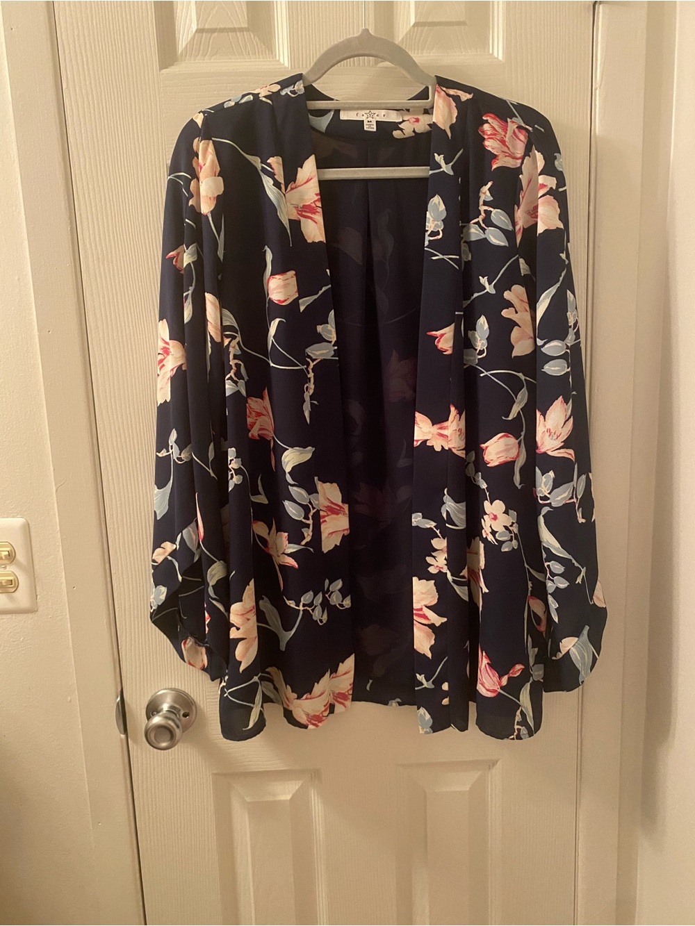 Fever Navy Floral Open-Front Kimono